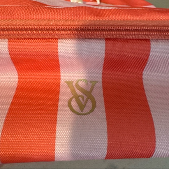 Victoria's Secret Pink & Coral Stripe ULTIMATE BEACH BAG backpack Cooler NWT - Picture 5 of 12